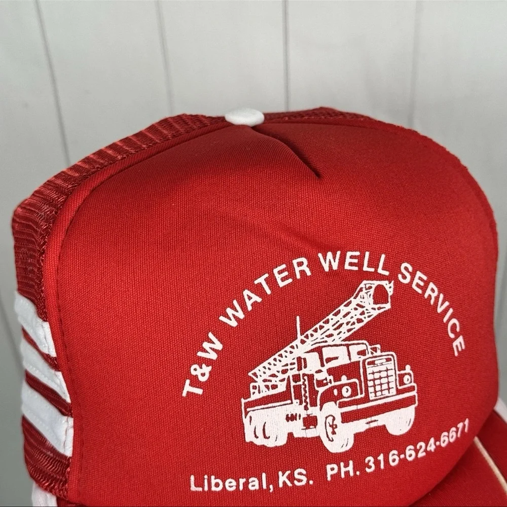 VTG 3-Stripe Trucker Hat Kansas Snapback Grunge Hipster Streetwear Cap Red/White
